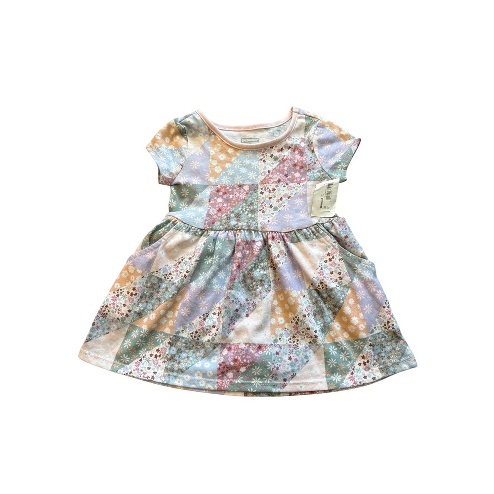 Garanimals Baby Girl 12M Dress Patchwork Floral Print Short Sleeve NWT Pockets